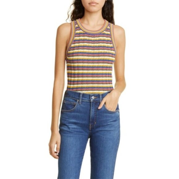 Veronica Beard Womens Tank Size Small Multicolor Jerrel Knit Striped Pure Cotton - Picture 10 of 10